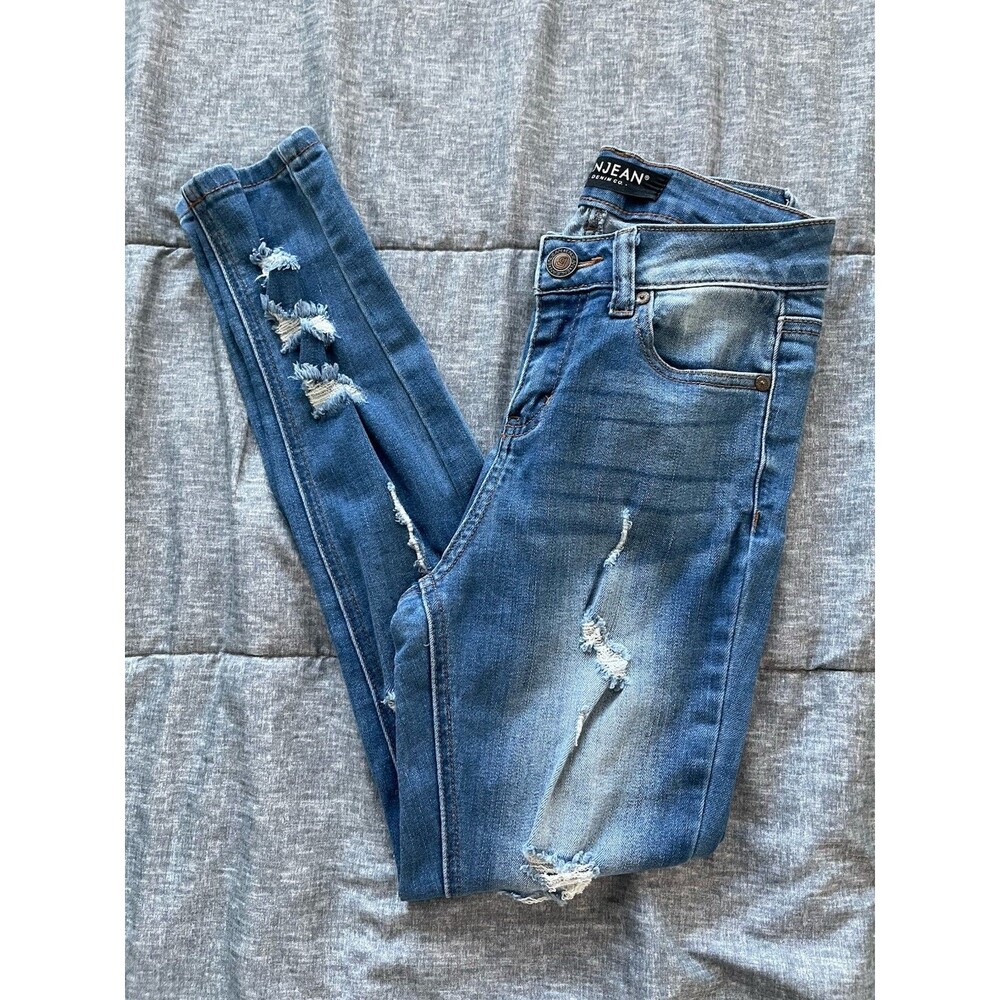 ENJean Distressed Blue Skinny Jeans for Women-Size 0